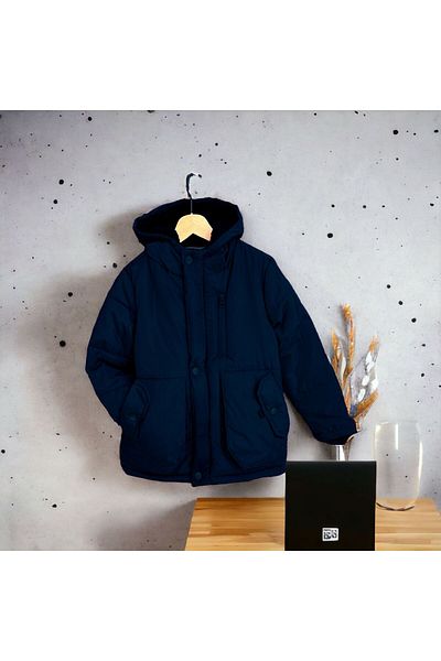 Minigimin Cicileri Cicis of My Mini Hooded Waterproof Inside Welsoft Boy's Coat Navy Blue