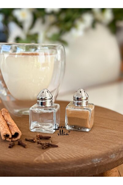 Luca Mia مكعب زجاجي صغير مكون من 6 قطع مفردة 20 مل وعاء ملح / وعاء فلفل أسود / وعاء توابل