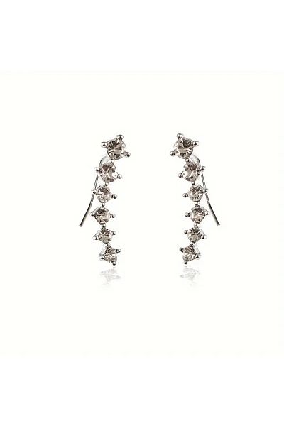 Eva Flore Glossy Stone Detailed - Elegant Zinc Alloy Embroidered Earrings