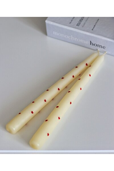 BARİA HOME KIRMIZI KALP DESENLİ ŞAMDAN MUMU