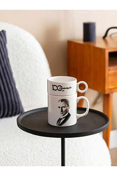 LC Waikiki Siyah Baskılı Atatürk Baskılı Seramik Kupa 2'li