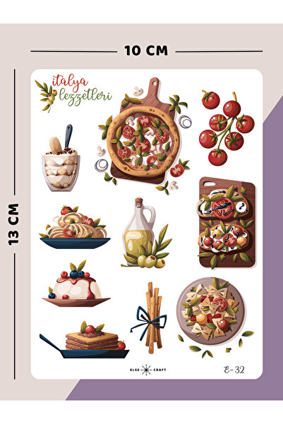 Else Craft İtalyan Lezzetleri / Yemekleri Temalı Sticker - E-32 - Ajanda İçin...