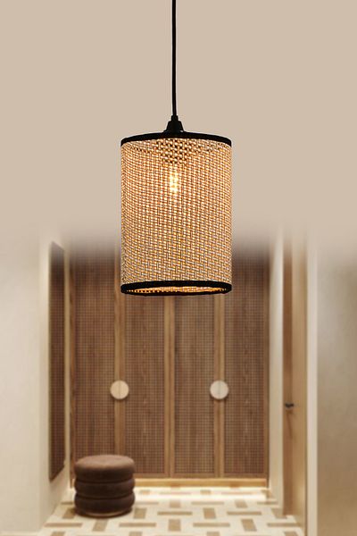 retro home design Modern Series Cylinder Pendant Lamp Rattan Hazeran Chandelier