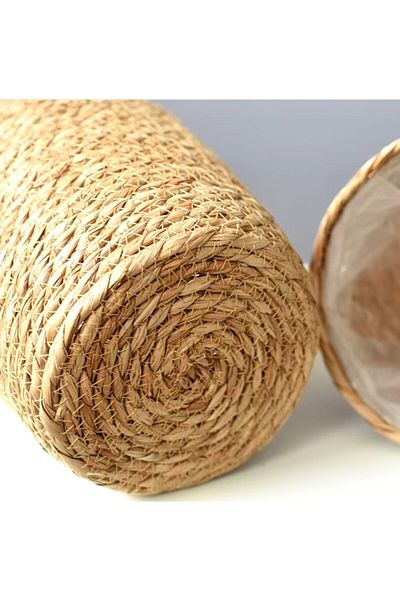 Enyaza Home Set of 2 Natural Flower Pots Wicker V Hand Knitted - 23*23 cm 19*19 cm Nylon Interior Set