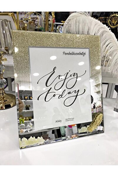 PEKİBU Mirrored Frame Leaf Gold Large