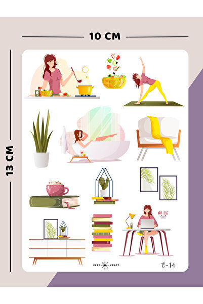 Else Craft Ders Çalışan Kız Motivasyon Temalı Sticker - E-14 - Ajanda İçin Uy...