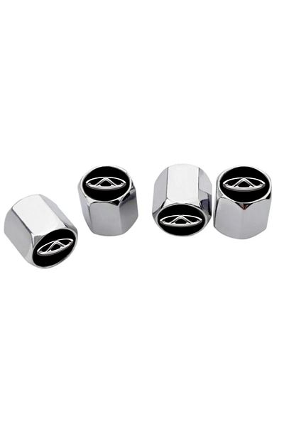 GARDENAUTO Stainless Steel Valve Cap with Chery Logo 4 Pcs