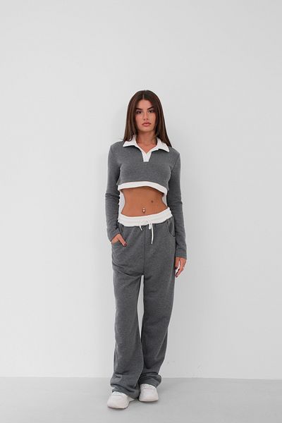 Black Fashion Trening gri cu garnitură în talie elastică