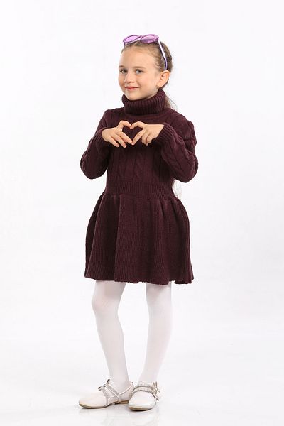 Cloudy Kids Girl's Hair Braided Turtleneck Knitwear Dress