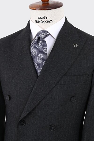 Kadir Büyükkaya Kırlangıç Yaka Kruvaze Erkek Takım Elbise-KAX1256S