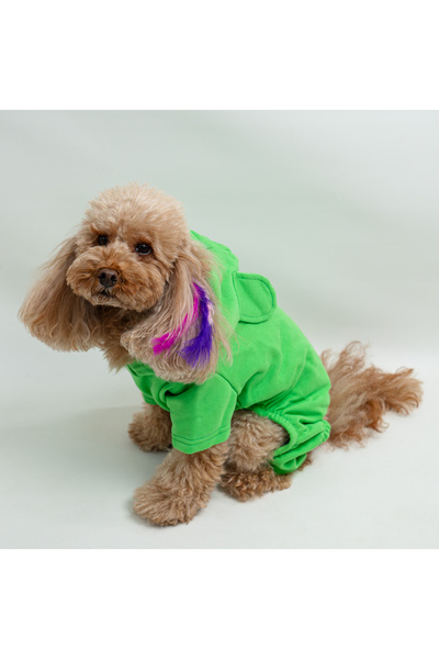 Buddy Store بذلة القطة والكلاب / سلسلة البيجامة - بذلة خضراء مطبوعة على شكل وجه إيموجي