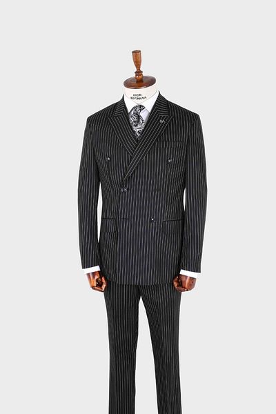 Kadir Büyükkaya Swallow Collar Double Breasted Men's Suit-Kax1270W