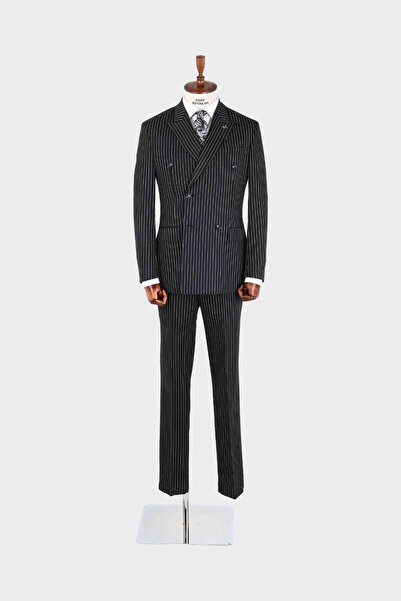 Kadir Büyükkaya Kırlangıç Yaka Kruvaze Erkek Takım Elbise-KAX1270W