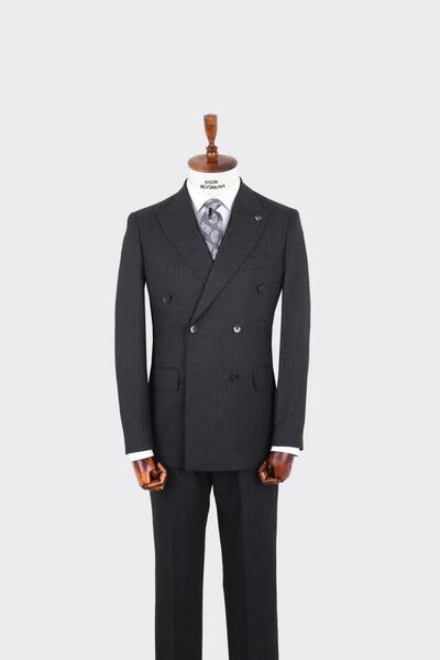 Kadir Büyükkaya Kırlangıç Yaka Kruvaze Erkek Takım Elbise-KAX1256S