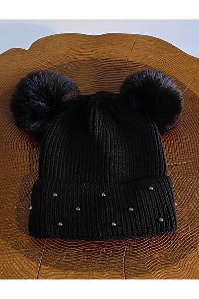 Suyutti SUYUTTİ BERETA CU PERLE CU POMPOANE DUBLU 24420-01-001-NEGRU