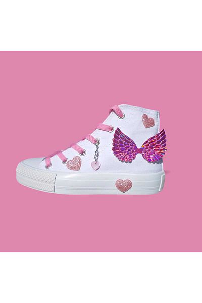 LİASSHOES aripi de înger lanț detaliat inimă argintie design adidași pantofi sport copil feminin