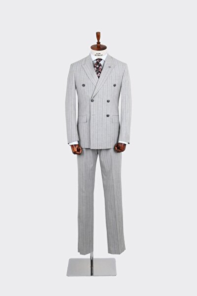 Kadir Büyükkaya Kırlangıç Yaka Kruvaze Erkek Takım Elbise-KAX1271W