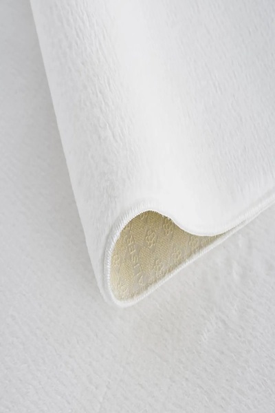 SİMEREV HALI HOME CONSEPT Beyaz Post Peluş Tüylü Kaymaz Taban Makinede Yıkanabilir Salon Mutfak Antre Halısı Yuvarlak Halı