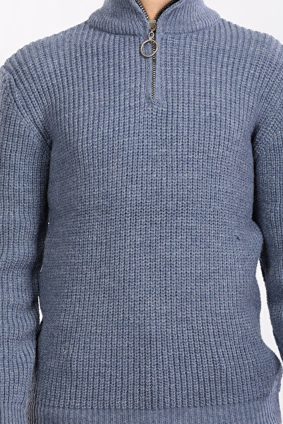 Cloudy Kids Pulover din tricot cu guler cu fermoar pentru băiat