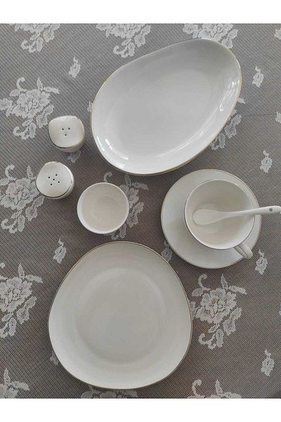 Vitale Gold Gilded 32 Piece Porcelain Breakfast Set - Fk.123