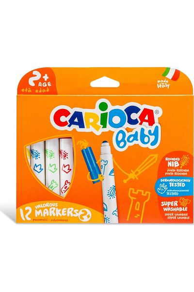 NessiWorld Carioca Jumbo Baby Super Washable Felt Tip Crayons Pack of 12