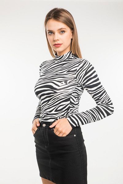 Vespo Women's Half Turtleneck Patterned Body - Does Not Show Inside