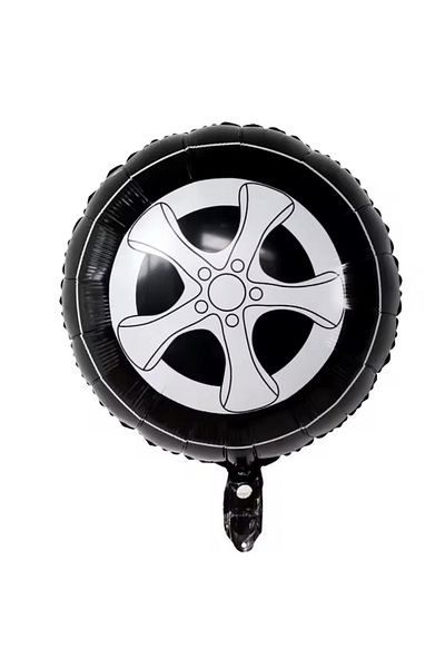 Partifabrik 45 cm Foil Balloon - Racing Cars Themed, Wheel and Checkered Shape 2 Pcs