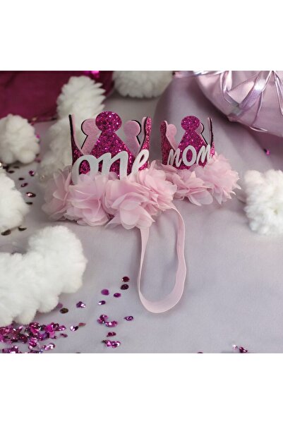 damlakidsmoda Kız çocuk anne 1 yaş  doğum günü parti tacı mom one