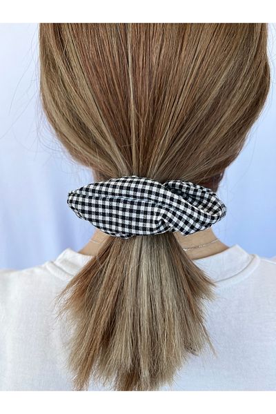 Woollyland Cataramă pentru scrunchie cu model vichy negru
