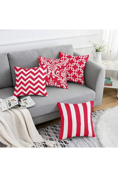 Realhomes Double Sided Special Design 4-Piece Throw Pillow Cover Set 40X40-45X45-55X55Cm