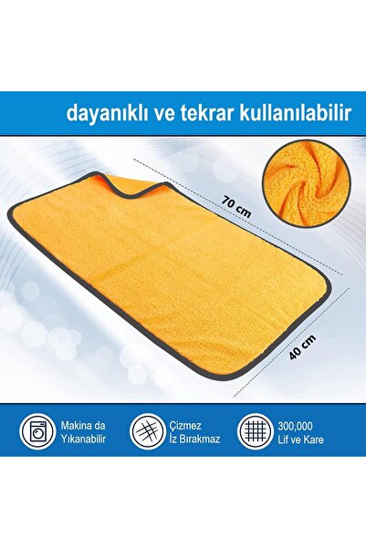 ALPARS Süper Emici Microfiber Araç Yıkama Ve Kurulama Bezi 40x70 Sarı