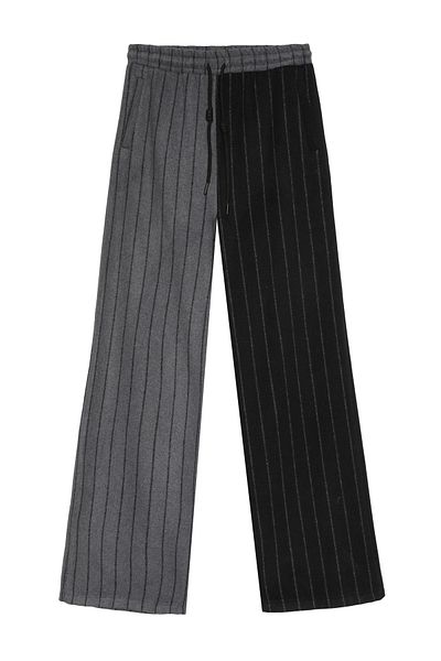 Quzu Black High Waist Striped Match Pants