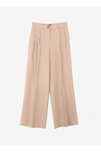 Sisley High Waist Wide Fit Light Brown Women's Pants 483Glf05A
