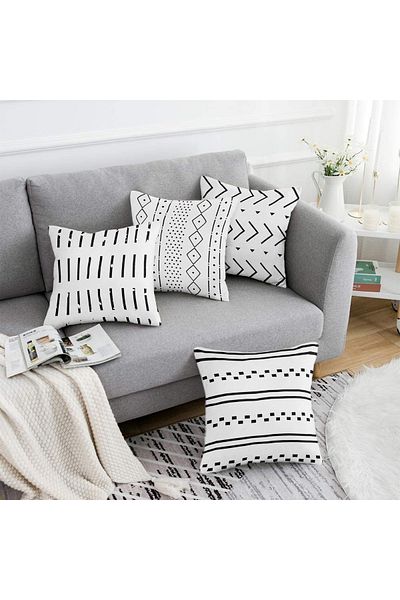 Realhomes Double Sided Special Design 4-Piece Throw Pillow Cover Set 40X40-45X45-55X55Cm