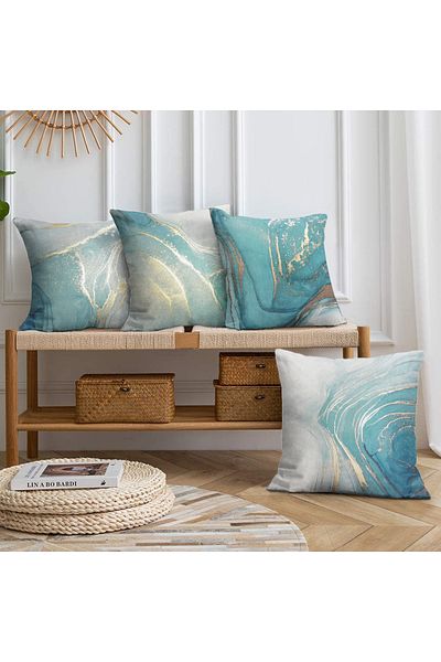 Realhomes Double Sided Special Design 4-Piece Throw Pillow Cover Set 40X40-45X45-55X55Cm