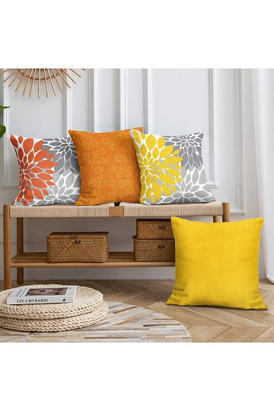 Realhomes Double Sided Special Design 4-Piece Throw Pillow Cover Set 40X40-45X45-55X55Cm