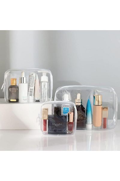 Boldy Geanta de ingrijire personala - Geanta de machiaj transparenta rezistenta la apa-Ganta cosmetica-Ganta organizatoare 18x12 cm.