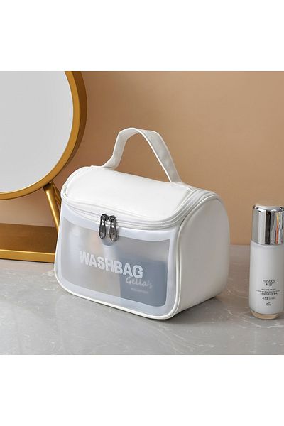 Boldy Geantă de îngrijire personală - Geantă de machiaj transparentă, impermeabilă - Geantă de călătorie cosmetică impermeabilă (XL)