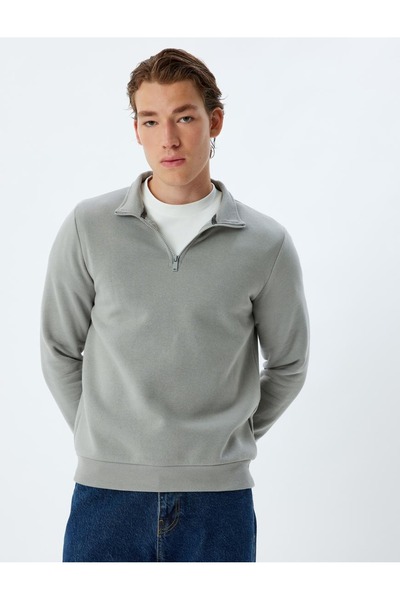 Koton Erkek Yakası Fermuarlı Sweatshirt