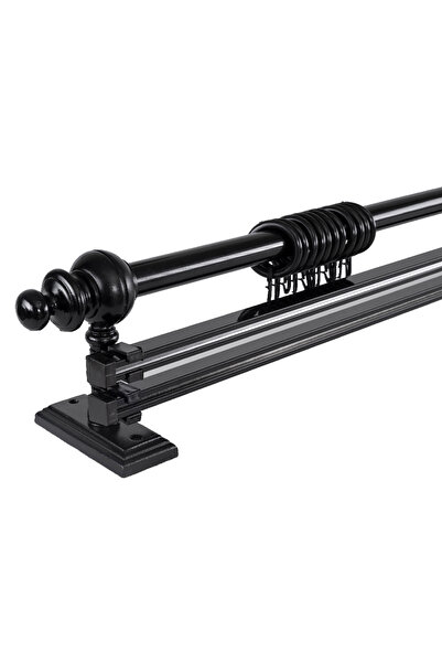 PerdejimShop Siyah Çift Raylı Ahşap Rustik Perde Askısı 200 Cm - Rustik Borusu