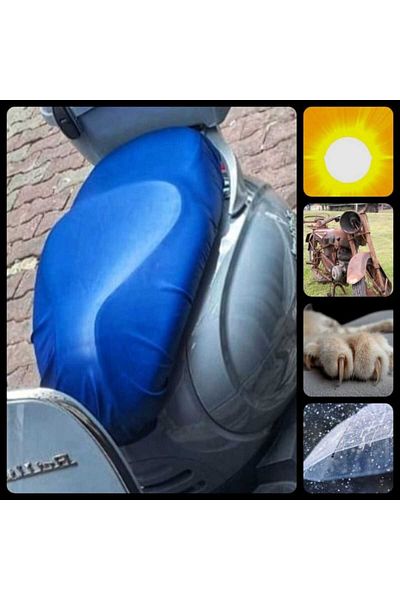 Vi Caro Blue Waterproof Motor Bike Saddle Cover(Please Type Your Name and Brand Model of Your Engine)