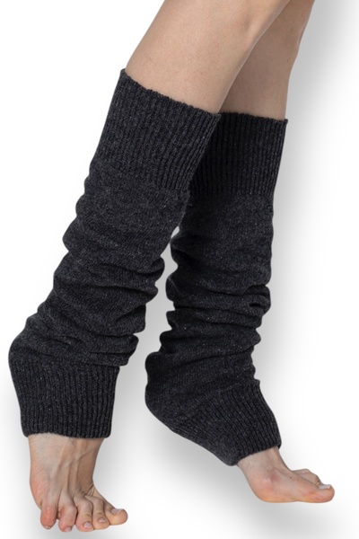 Nitesheys Natural Wool Women's Anthracite Winter Knee Pad Thick Leggings Footless Yoga Socks