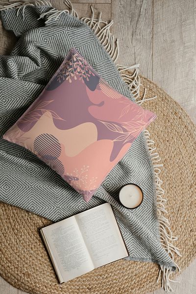 CİMENS Set of 4 Digital Printed Gift Throw Pillow Pillows - Dusty Rose Shades Shaped