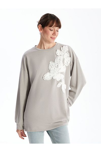 LC Waikiki Κεντημένο Oversize Γυναικείο Φούτερ τουνίκ