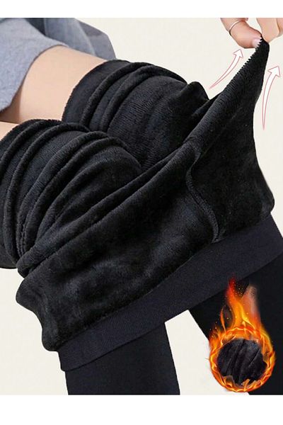 BUSEMSHE PlushWarm Oferind căldură suplimentară Colanți termici de iarnă cu talie înaltă, cu inserție de pluș 100%