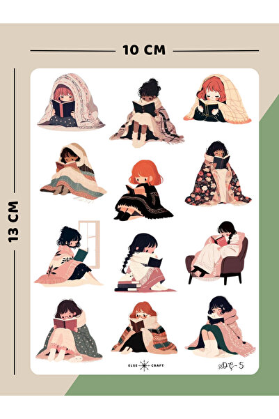 Else Craft Kitap Okuyan Kız Motivasyon Temalı Sticker - DÇ-5 - Ajanda Planlay...