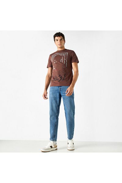 SP Characters One Piece Print T-shirt with Crew Neck and Short Sleeves