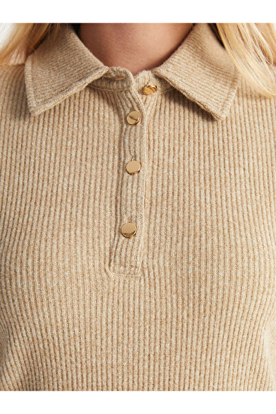 LC Waikiki Shirt Collar Shiny Look Dress