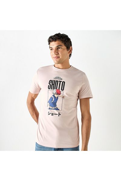 SP Characters Naruto Print T-shirt with Crew Neck and Short Sleeves
