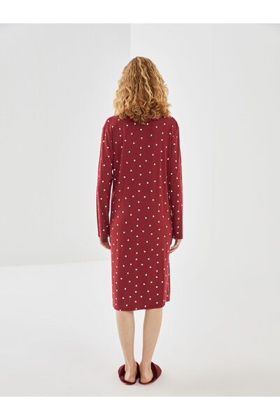 LC Waikiki Shirt Collar Polka Dot Maternity Nightgown